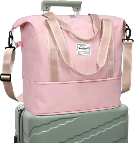DMLuna Bolsa de viaje de viaje, bolsa de gimnasio deportiva, bolsa de hombro para mujeres y hombres, bolsa de hospital, bolsa de lona expandible con