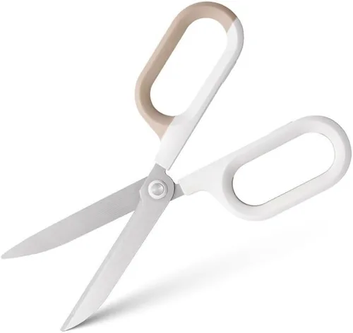 Miniatura 2 de Tijeras multiusos de oficina para manualidades y manualidades, asas de agarre cómodo, tijeras afiladas resistentes (blanco)