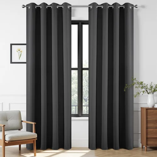 Miniatura 32 de Joydeco - Juego de 2 paneles de cortinas opacas de 63 pulgadas, 2 cortinas largas con aislamiento térmico burg, cortinas de oscurecimiento