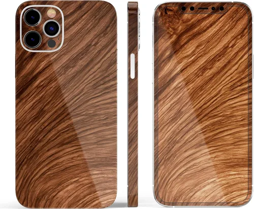 Miniatura 3 de DesignSkinz Kit de calcomanías de cuerpo completo compatible con iPhone 15 Plus, madera natural de lujo V3
