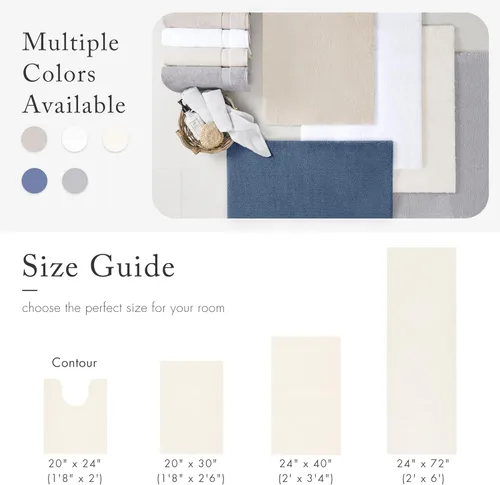 Miniatura 6 de Madison Park Alfombra de Baño Antideslizante, Tapete de Felpa Lujoso, Absorbente, Secado Rápido, Diseño de Spa, Decoración de Baño Marshmallow, Crema