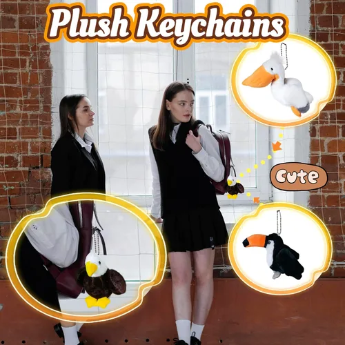 Miniatura 6 de Peluche de águila calva para niños, peluches Kawaii de águila calva, juguetes de peluche suaves de pájaro, mini animales de peluche para niñas