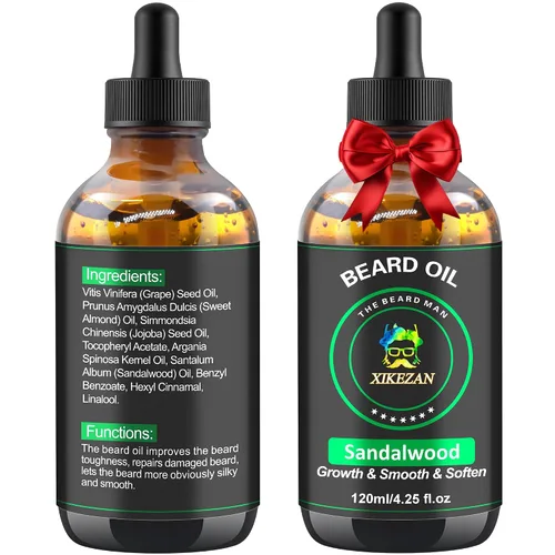 Miniatura 8 de Kit de aseo alisador de barba para hombres, kit de crecimiento de barba con 2 paquetes de aceite de crecimiento, bálsamo naranja natural, peine