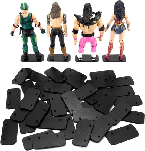 Miniatura 7 de SIXPOINTS 70 piezas de soporte para figuras de acción de 6 pulgadas, base de plástico negro, soportes de soporte de modelo compatibles con figuras