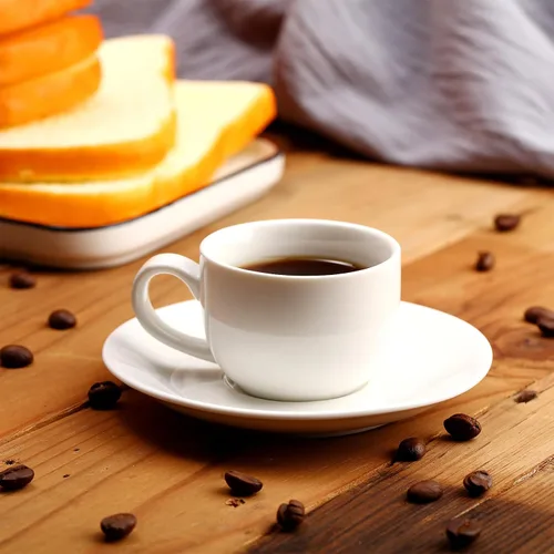 Miniatura 5 de Maxdot Juego de 12 tazas de café de porcelana de 2.7 onzas con platillos, tazas de café y platillos de cerámica blanca, taza de capuchino, taza