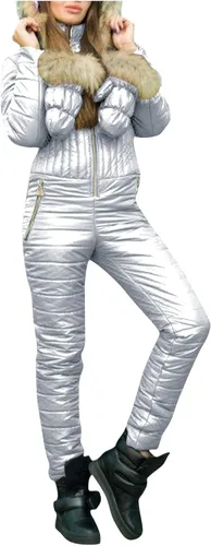 JUNGE Traje de esquí para mujer, traje de invierno para deportes de nieve al aire libre, overol con capucha y cuello con capucha, ajuste delgado,