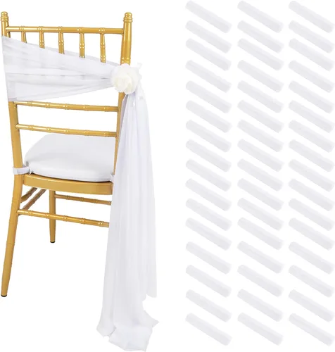 Miniatura 11 de Fanqisi 16 cintas para sillas con cintas de 8 pies de largo, cortinas de tela suave para decoración de bodas, iglesias, sillas, pasillos