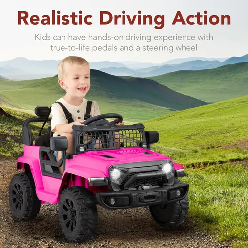 Miniatura 3 de Best Choice Products Juguete de paseo para niños de 6 V, mini camión, auto de juego eléctrico con control remoto para padres, suspensión de 4 Rosa