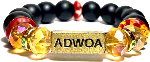 Miniatura 73 de Pulseras africanas tradicionales con nombre nacido en el día para mujeres de Ghana, materiales naturales, ajuste cómodo y holgado