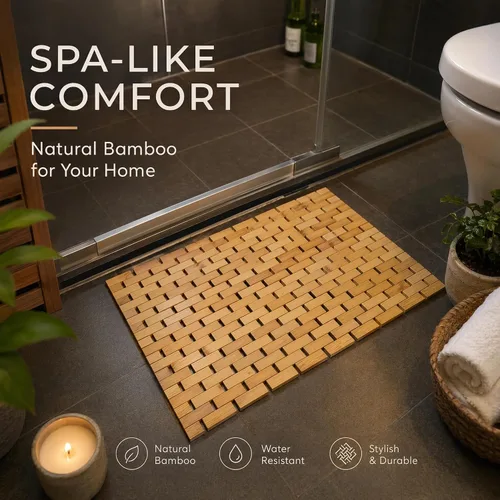 Miniatura 3 de HJJKKH Tapete de baño de rayón derivado de bambú de 15.7 x 23.6 pulgadas, antideslizante y plegable, tapete de baño para baño, bañera, ducha, sauna