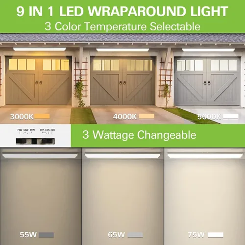 Miniatura 2 de Paquete de 4 unidades de luz envolvente LED de 4 pies con 3 selecciones de potencia/lumenes/CCT, 55W/65W/75W, 5500lm/6500lm/7500lm, 3000K4000K5000K