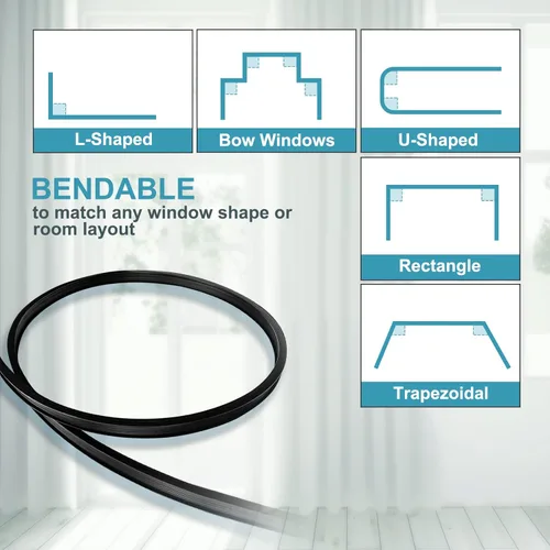 Miniatura 3 de Riel para Cortinas de Techo, Riel para Cortinas de Techo Curvo Flexible Montaje en Pared Riel para Cortinas 16 Pies Resistente Divisor de Habitación