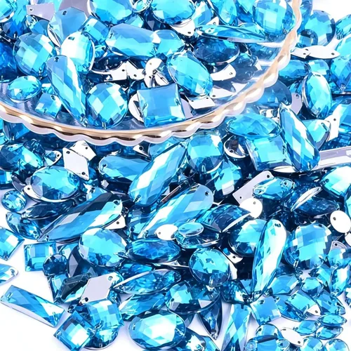 Miniatura 9 de 230 piezas de diamantes de imitación de forma mixta, piedras acrílicas con parte trasera plana, piedras de diamante para manualidades, manualidades