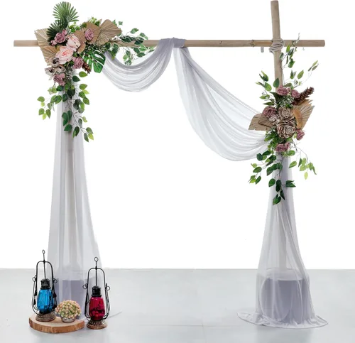 Miniatura 2 de MDS Paquete de 1 panel de cortina de arco de boda (30 pulgadas de ancho x 30 pies de largo) tela de gasa transparente para boda, ceremonia, Gris frío