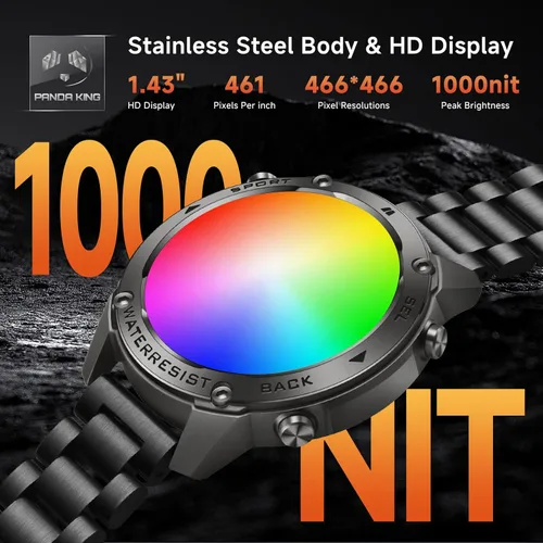 Miniatura 6 de Reloj inteligente con GPS para hombre, reloj inteligente militar resistente, brújula, resistente al agua hasta 164.0 ft, batería grande de 500 mAh