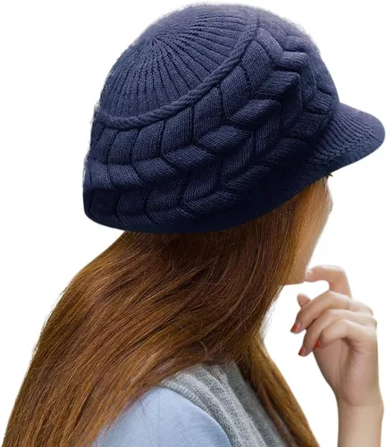 Miniatura 2 de Hindawi gorro de lana caliente de invierno para mujer, gorra esquí de lana con visera