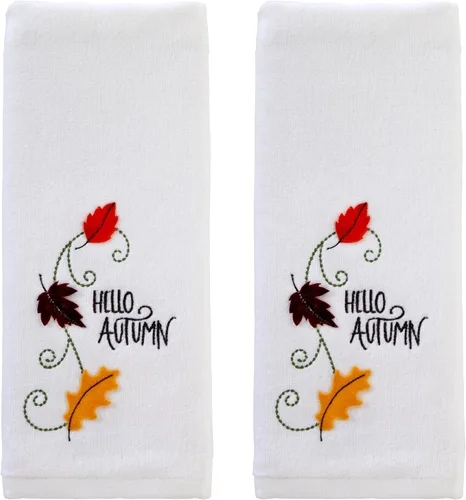 Miniatura 13 de SKL Home Juego de 2 toallas de mano bordadas con corona de otoño y Acción de Gracias, 100% algodón, decoración para baño, cocina, bar y regalo
