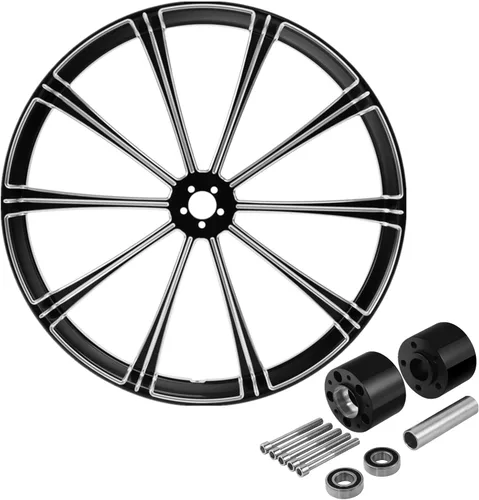 Miniatura 19 de TCMT Llanta de rueda delantera de 26 pulgadas, buje de rueda de doble disco para Harley Touring modelos no ABS/ABS, Road King Electra Street Road