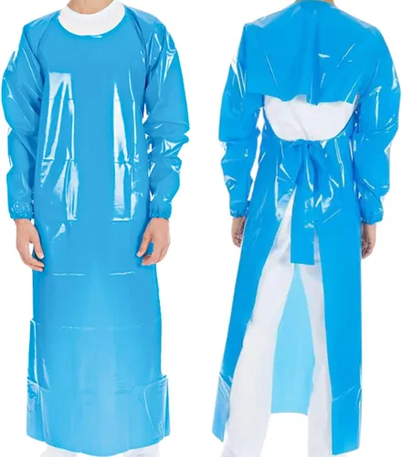 Miniatura 3 de ELEBOX Waterproof Apron with Long Sleeves, Safety Apron Work Uniform for Men & Women, Chemical Resistance Anti-Tear Apron Azul