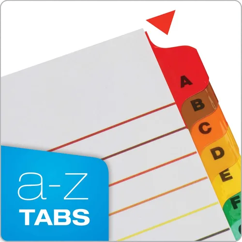 Miniatura 2 de Cardinal Separadores de pestañas A-Z para carpetas de 3 anillas, página de tabla de contenido personalizable con pestañas multicolor A-Z, 3