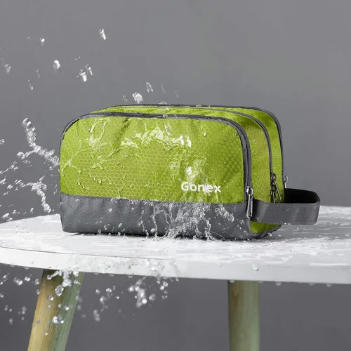 Miniatura 2 de Gonex Neceser de viaje de nailon, bolsa de afeitado, organizador de artículos de tocador, Verde