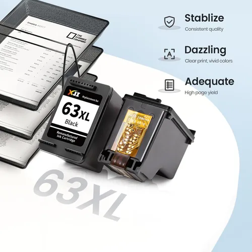 Miniatura 4 de XJI Cartuchos de tinta remanufacturados de repuesto para HP Ink 63XL 63 XL (negro, paquete de 2), para OfficeJet 3830 3833 5222 5255 5258 5260 Envy