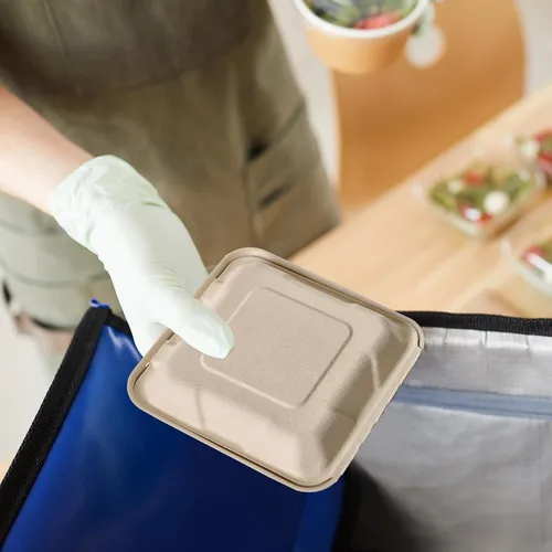Miniatura 7 de ECOLipak Paquete de 300 recipientes con forma de ostra para llevar, 100% compostables y desechables, recipientes para llevar comida de 20,3 x 20,3 3