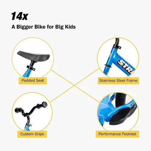Miniatura 5 de Strider 14x - Bicicleta de equilibrio para niños de 3 a 7 años - Incluye agarres personalizados, asiento acolchado, reposapiés de rendimiento