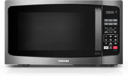 TOSHIBA ML-EM09PA(BS) - Pequeño horno microondas con 6 menús automáticos, función de silencio y bloqueo para niños, iluminación LED, perfecto para