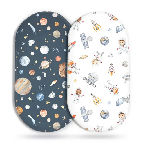 Miniatura 12 de GRSSDER Juego de 2 sábanas ajustables elásticas ultra suaves para moisés, ajuste universal para moisés, colchón rectangular ovalado, elegantes Marrón
