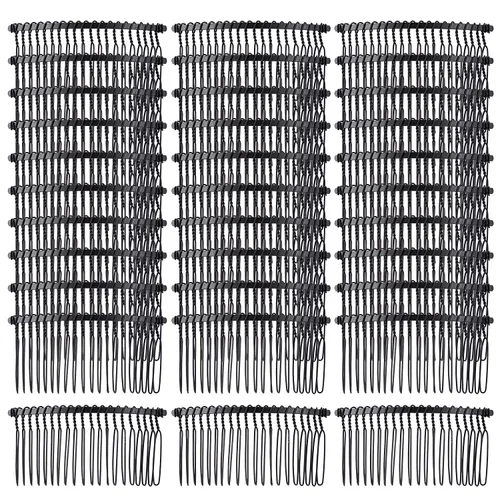 Cinaci Paquete de 30 peines laterales de metal negro con 20 dientes para tocados, clips, pasadores, accesorios para mujeres y niñas, velo de novia