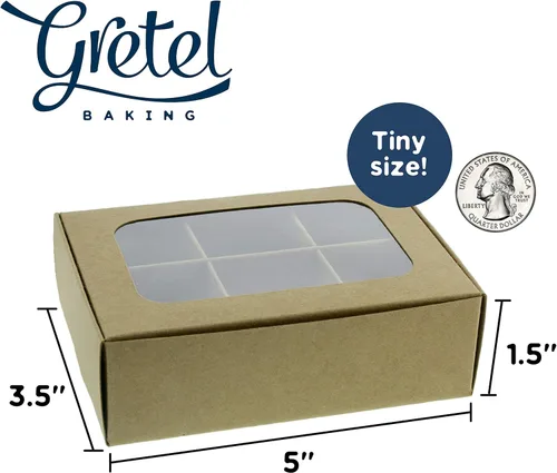 Miniatura 2 de 20 cajas de regalo de papel kraft con ventana y divisores, 6 compartimentos extra pequeños, 5 x 3.5 x 1.57 pulgadas, cajas de dulces vacías