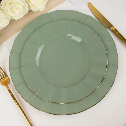 Miniatura 28 de Efavormart - Platos de cena de 11 pulgadas – Juego de 10 platos desechables redondos de plástico negro con borde dorado rizado – Vajilla elegante
