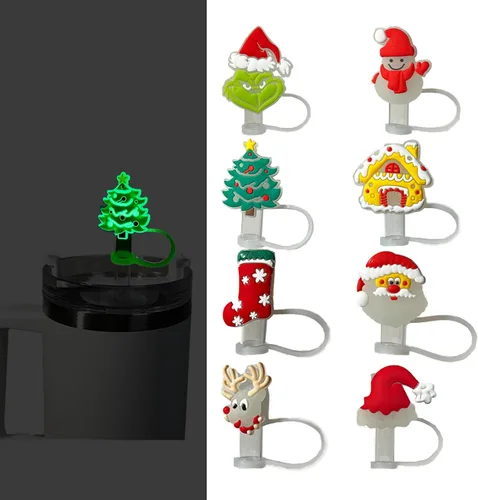 Miniatura 13 de 9 piezas de tapa con pajita para vasos Stanley de 30 y 40 oz, 0.4 pulg / 10 mm de ancho, lindas puntas protectoras de tapa de silicona para pajitas