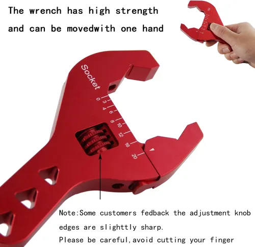 Miniatura 5 de AN3-20 Llave AN compacta ajustable de aluminio Llave universal con mango corto (rojo, AN3-AN20)