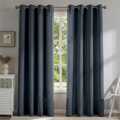 Miniatura 10 de Cortinas de lino libres de PFAS en negro de 63 pulgadas de largo, juego de 2 paneles, 100% cortinas opacas largas para dormitorio, sala de estar