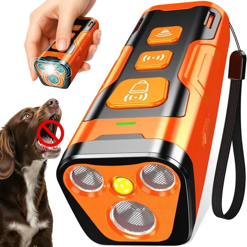 YUYQA Dispositivo disuasorio de ladridos de perro, 3 veces ultrasónico antiladridos, 6 modos de entrenamiento, rango de 23 pies, no más ladridos en