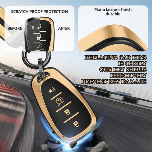 Miniatura 6 de Para accesorios de funda de llavero Chevy, material de TPU mate, con un bonito llavero de cuero, para Equinox Malibu Camaro Cruze Blazer Traverse
