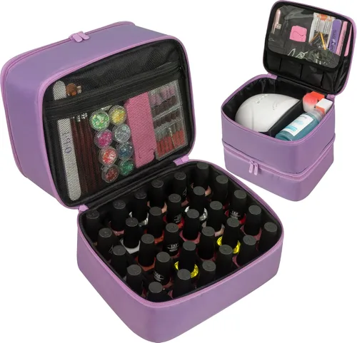 Miniatura 8 de ButterFox Estuche organizador de esmalte de uñas con capacidad para 60 botellas, se adapta a lámpara de uñas, almacenamiento de doble capa
