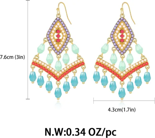 Miniatura 7 de Boho Drop Earrings Seed Bead Dangle Earrings Vacation Earrings Colorful Statement Earrings Jewelry Present