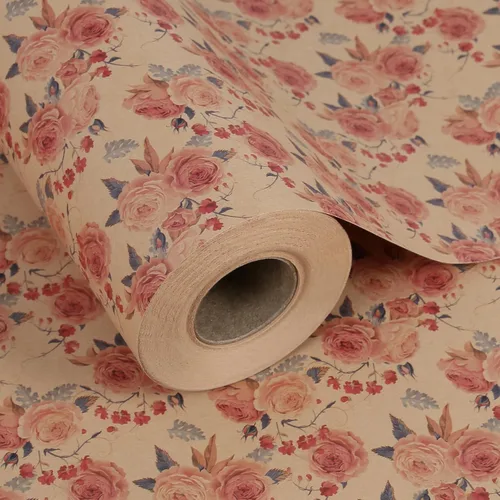 Miniatura 9 de Aimyoo - Rollo de papel de regalo floral kraft - Rollo jumbo - 30 pulgadas x 33 pies - Papel de regalo vintage con flores para todas las ocasiones