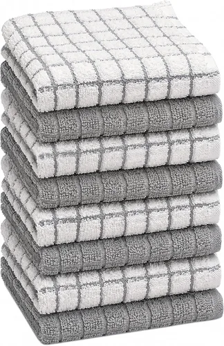 Bumble - Paños de cocina (8 unidades) | 12 x 12 pulgadas | Toallas de cocina 100% algodón | 405 GSM | Toallas de cocina suaves, altamente Gris