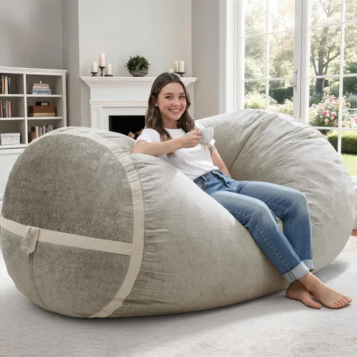 Miniatura 36 de Homguava Puf gigante de 2 pies para adultos con relleno de espuma viscoelástica, puf con funda de piel sintética suave, cómoda puf para sala