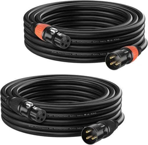 Miniatura 11 de Cable DMX de 10 pies, paquete de 6 cables flexibles XLR chapados en oro de 3 pines macho a hembra, compatible con micrófono, luz de escenario