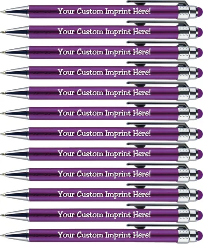 Miniatura 10 de Bolígrafos personalizados con punta de stylus -Bright Vibes- acción de clic, personalizables, escritura negra, bolígrafos con nombre impreso, Rosa