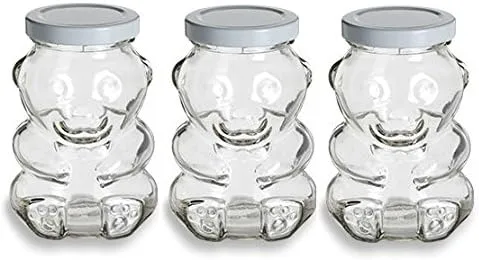 Miniatura 5 de Nakpunar - Tarros de vidrio en forma de oso de 9 onzas con tapas para miel, caramelos, alcancías (12, blanco)