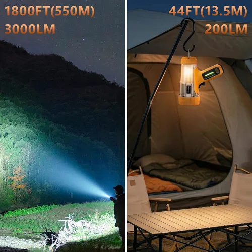 Miniatura 4 de FORTO Foco de mano de 3000 lúmenes, luz LED de largo alcance de 1400 pies con 120 horas de funcionamiento, linterna impermeable recargable IPX8