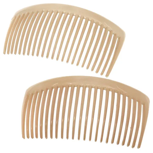 Camila Paris CP3022 - Peines laterales franceses grandes, curvados, beige con torsión francesa para el cabello, decorativas, pinzas de sujeción