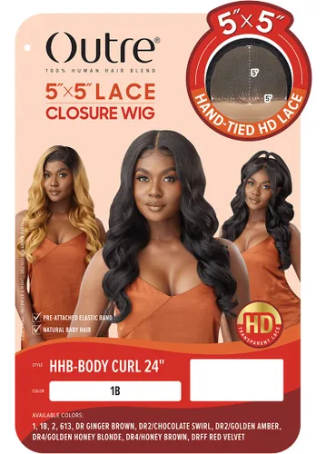 Miniatura 2 de Outre - Peluca con cierre de encaje 5x5 - Mezcla de cabello humano - Rizo corporal de 24 pulgadas (DR2/CHOCOLATE SWIRL)