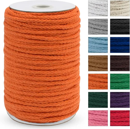 Miniatura 8 de JeogYong - Cuerda de macramé trenzada 5mm x 90m, cuerda de algodón trenzada de 8 hebras natural, cuerda de cordón de dibujo colorida para colgar